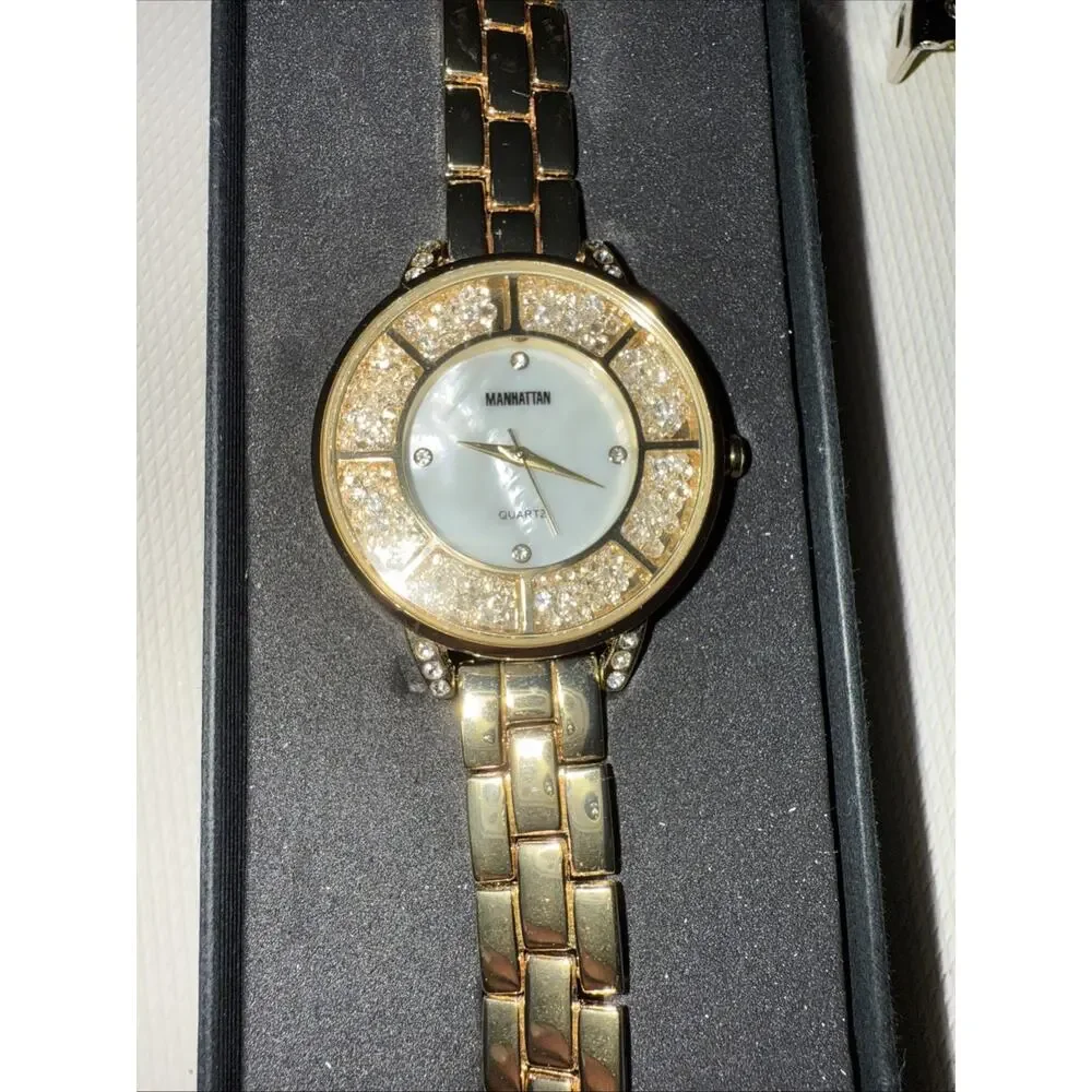 Vintage Manhattan by Croton Gold Tone Crystal Accent Women’s Watch